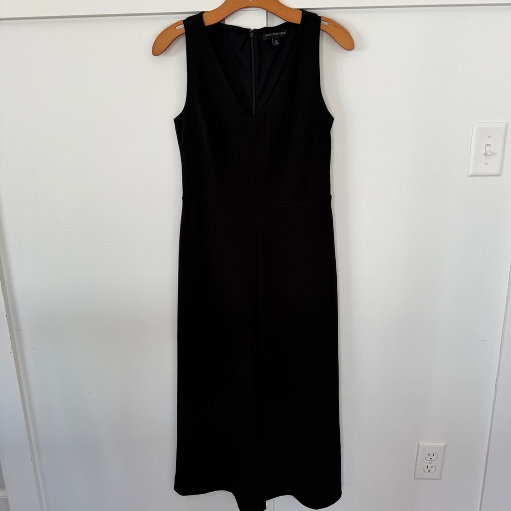 Banana Republic Women's Jumpsuit Dressy Black V-Neck Wide Leg Cropped 6P Petite